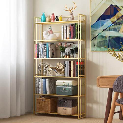 铁艺书架落地客厅一体靠墙简易书柜多层置物架儿童飘窗钢制收纳层