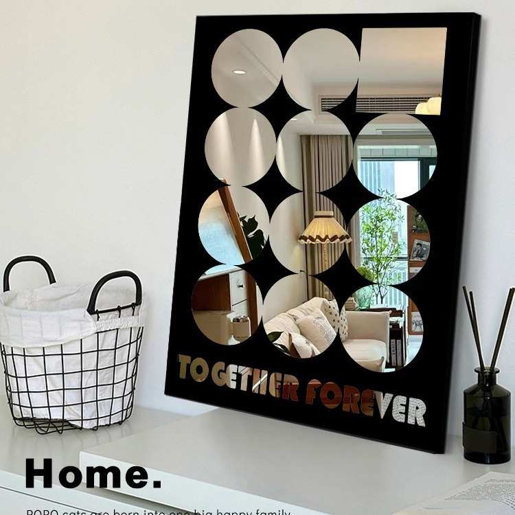 现代简约黑白ins文艺卧室床头装饰画清新客厅背景墙小众镜面挂画