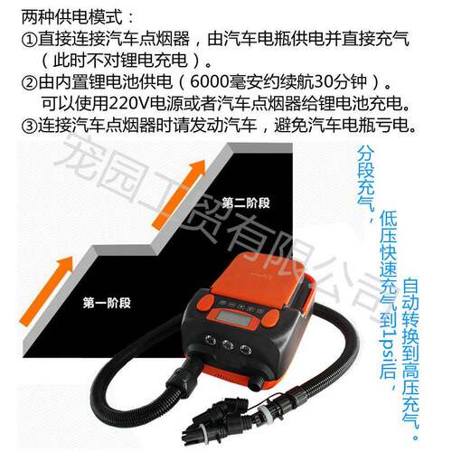 锂电池HT790蓄电式12车高压打V气皮机SUP冲浪桨板橡艇载冲锋舟帐