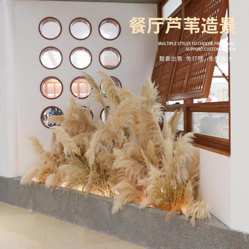 芦苇草彷真花秋季造景主题饭厅橱窗装饰场景布置假花地排花摆件