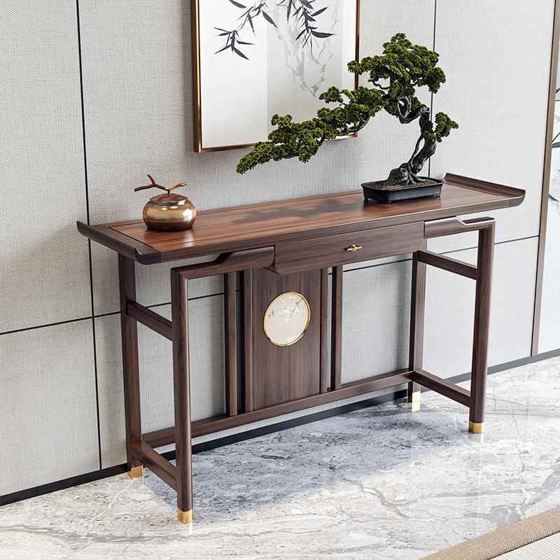 新柜中GCS式玄关桌中式实木简约案轻入户禅意榆木玄奢关条窄款玄
