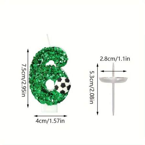 Green football birthday candle cake, sparkling digital candl