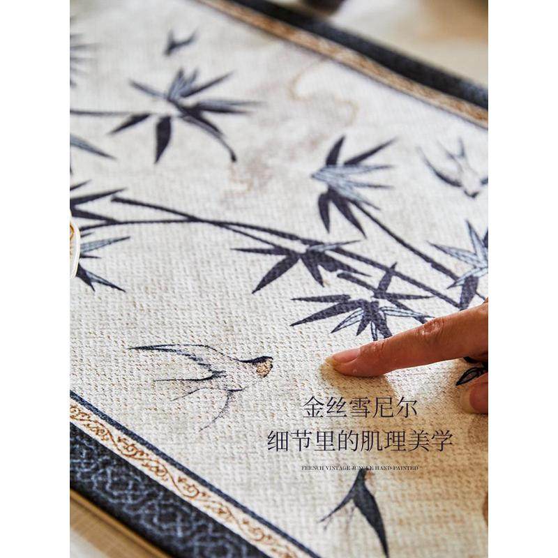 东方竹韵系列竹燕南飞桌旗复古中式轻奢餐桌布盖布现做美式刺绣,居家布艺,桌旗,淘宝优惠券,粉丝福利购,淘宝优惠卷