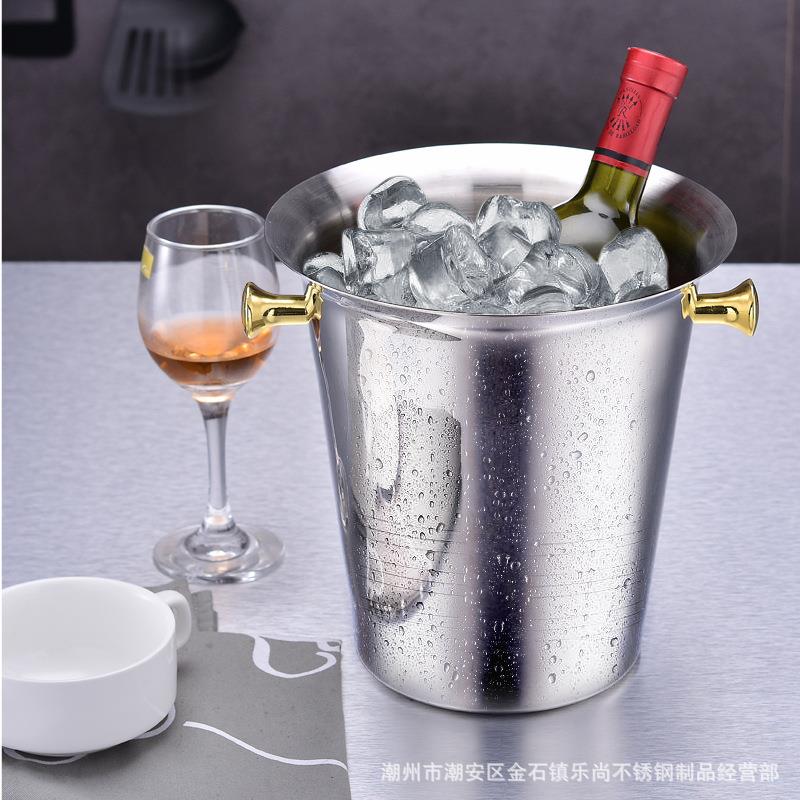不锈钢冰桶欧式双耳香槟桶红酒桶冰粒桶啤酒桶酒吧KTV酒店用品