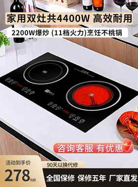 出口230V双头双灶电磁炉家用电陶炉电池炉嵌入式爆炒菜双头电炉灶