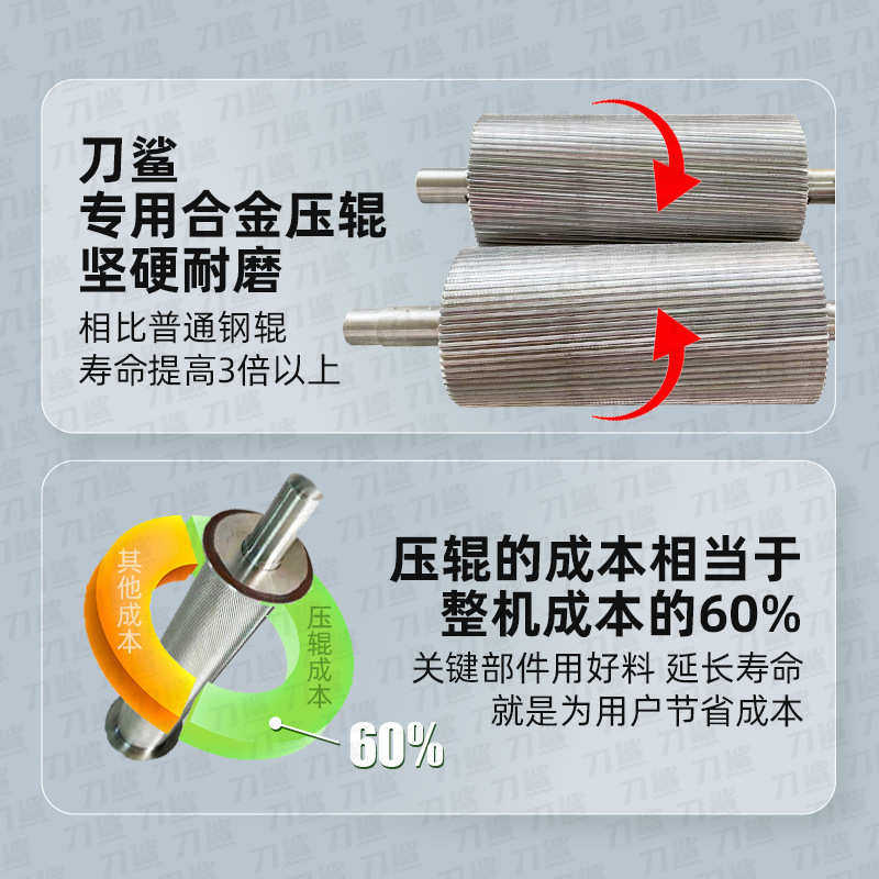 刀鲨对辊破碎机酿酒玉米破瓣机高粱燕麦粮食大豆双压辊压扁挤扁机