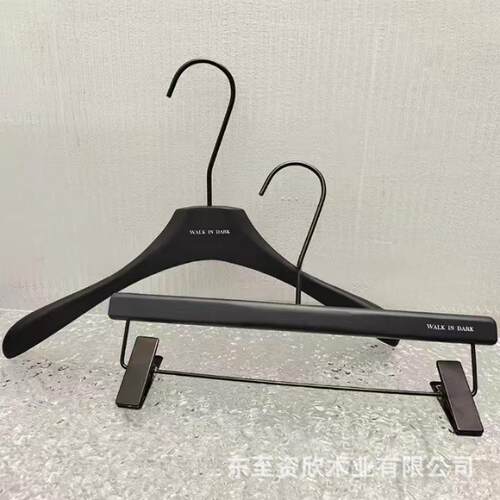 服装店衣架女装专用黑色防滑榉木实木家用黑裤架衣挂背心