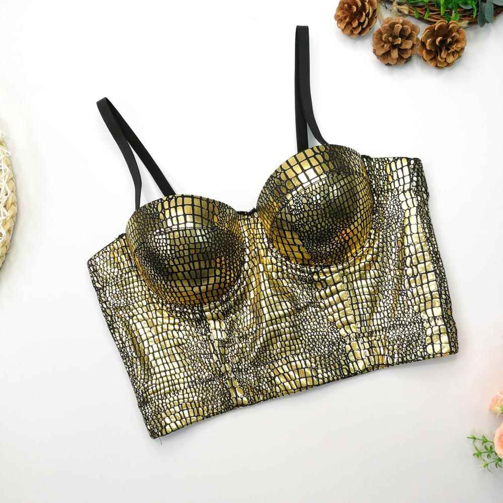 Flashing snake pattern gold-stamped tube top for women wild