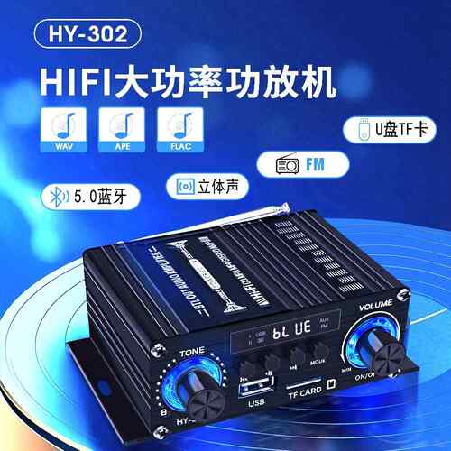 数字蓝牙功放机220V/车载12伏USBTF小卡无损格式播放桌面音箱302
