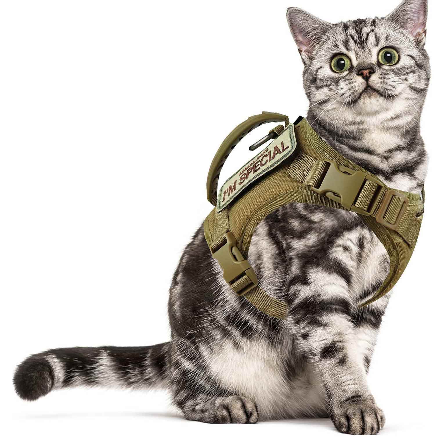 热销户外战术猫背心防水猫衣服 猫咪K9胸背带 遛猫专用可调节背心