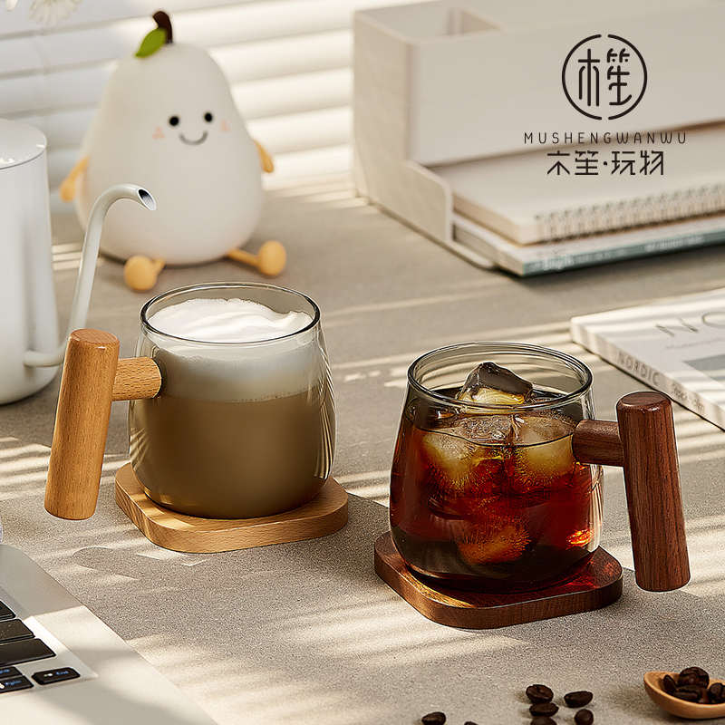 木笙玩物水杯玻璃杯子家用喝水高颜值马克杯挂耳咖啡杯高档精致