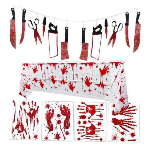 Halloween decorations pull flags blood knife skewers万圣装饰