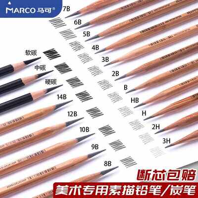 马可素描铅笔套装美术生专用初学者绘画2B4B8B专业美术软中硬炭笔