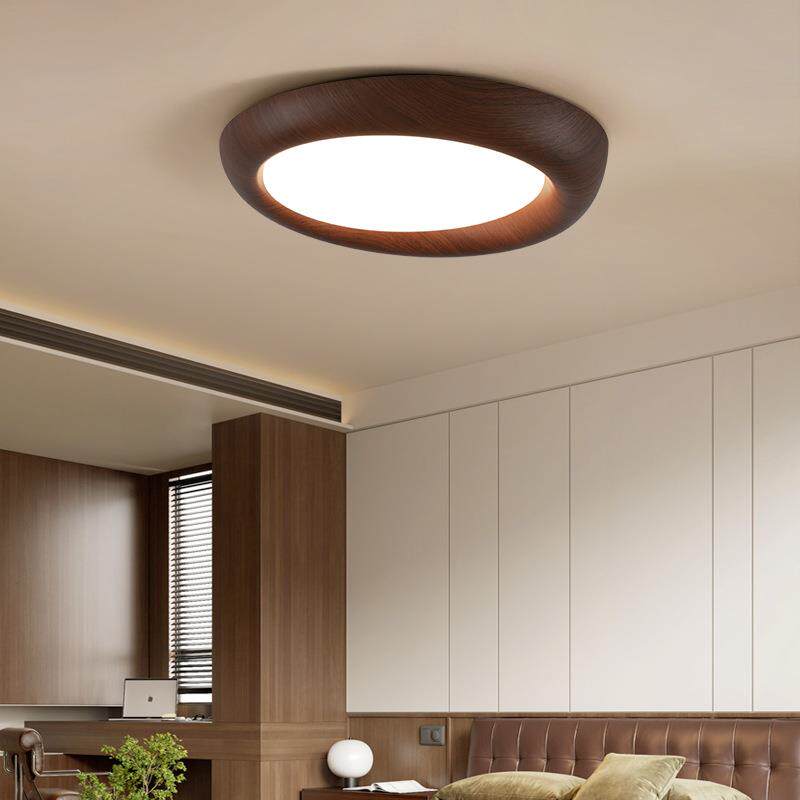 全光谱吸顶灯南洋中古风灯具简约木纹色护眼卧室书房中山家装灯饰