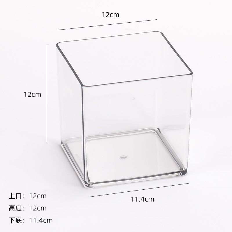 透明加厚亚克力花瓶正方形水培PET材质创意植物花盆器皿方缸容器