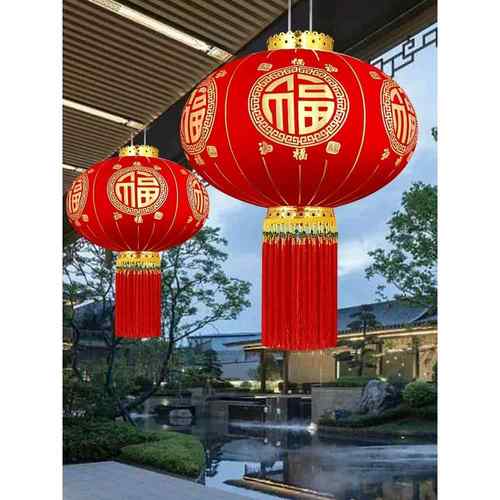 2025新款太阳能大红灯笼大门口一对过年阳台挂饰新年户外装饰吊灯