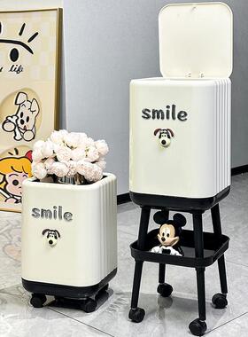 931弯腰垃圾桶家用高爱颜值轻奢客厅卧室厨房卡通可卫生间厕所免