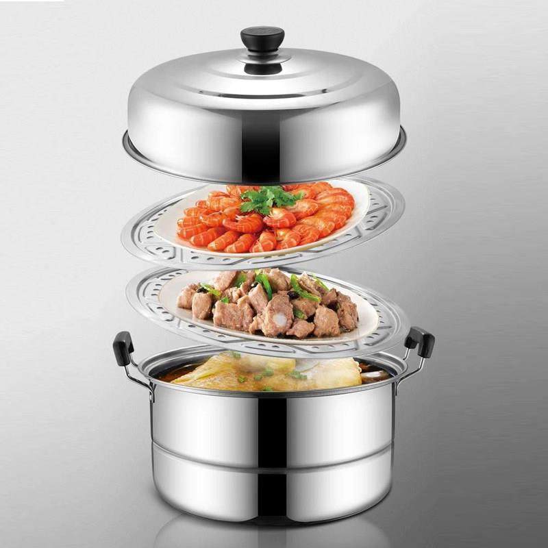 不锈钢大蒸锅双层加厚家用蒸笼蒸格加厚汤锅火锅双层瓦斯炉电磁炉,厨房/烹饪用具,蒸锅/蒸桶,淘宝优惠券,粉丝福利购,淘宝优惠卷