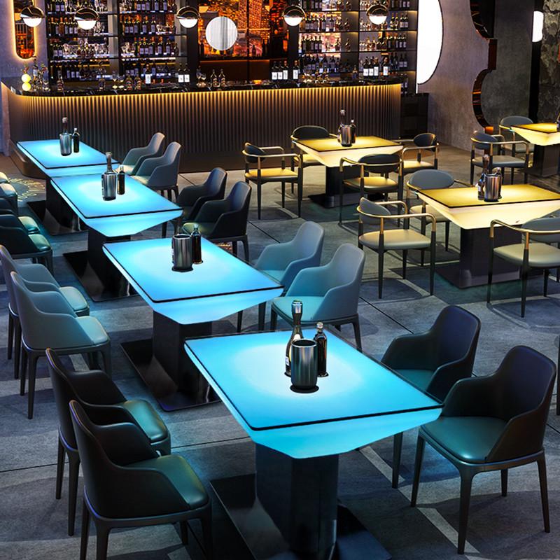 发光茶几网红酒吧桌椅清吧散台桌子餐吧烧烤店夜店长方形ktv卡座
