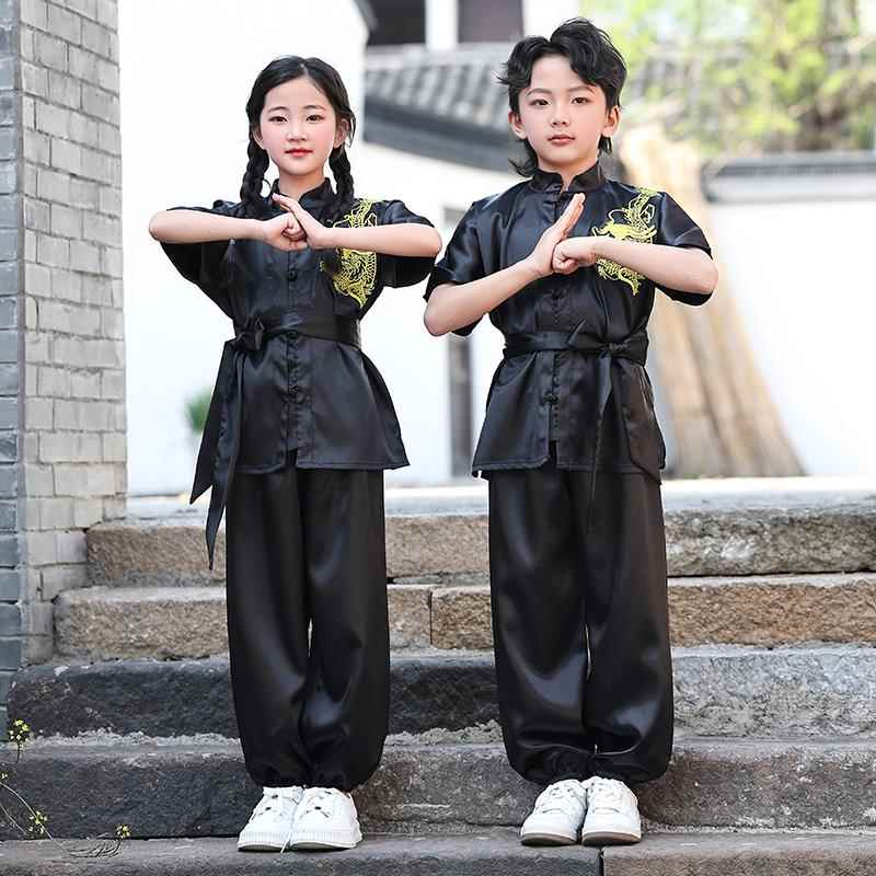 高档六儿童中小生武术表演服男女童功一夫学儿少训练服练功表演出