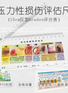 伤口压疮测量尺现货医用压力性损伤分期图评估疼痛尺塑料皮瓣观察