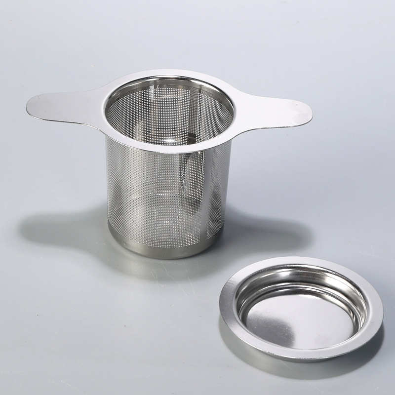 304不锈钢茶漏带盖过滤网格双耳茶漏咖啡漏过滤器有柄网漏泡茶器