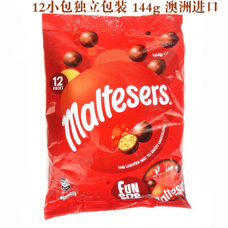 进口麦丽素澳洲零食Maltesers经典原味巧克力144g12小包独立包装