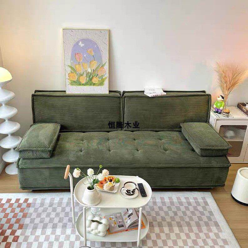 现代简约小户型沙发床客厅两用折叠多功能布艺直排三人一字型沙发