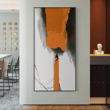 余烬现代简约玄关装饰画北欧抽象客厅走廊过道大幅摆画油画挂画