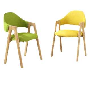 北欧纯实木字椅餐椅家用靠背椅布艺书桌椅子洽谈椅简约奶茶店椅