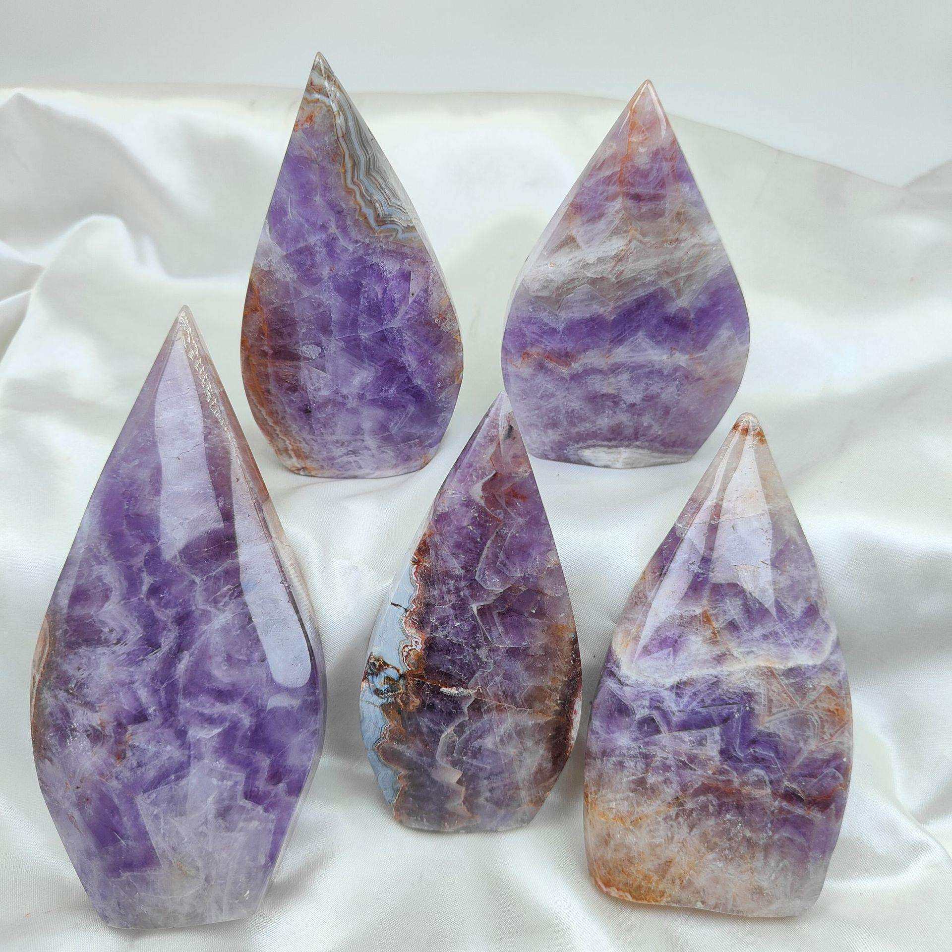 东海天然水晶墨西哥玛瑙紫晶方解摆件工艺品装饰品摆件原厂