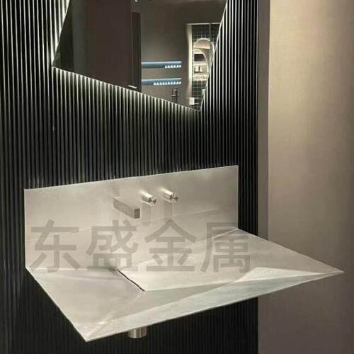 餐厅壁挂式洗手盆卡戴珊同款不锈钢卫生间一体盆民宿酒店薄洗手脸