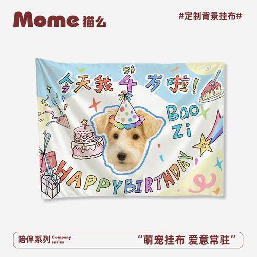 Mome宠物定制生日派对场景布置猫咪狗狗拍照氛围感装饰墙布露营