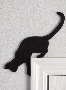 外贸 金属工艺礼品摆饰黑色猫咪门框门角装饰门顶装饰窗户室内墙