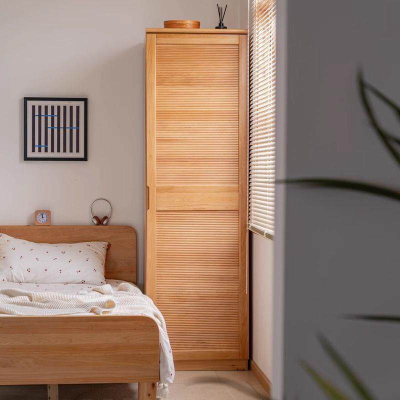YVZ全实木单门衣柜储物柜童衣橱衣家用原木卧室挂儿柜家落地式具