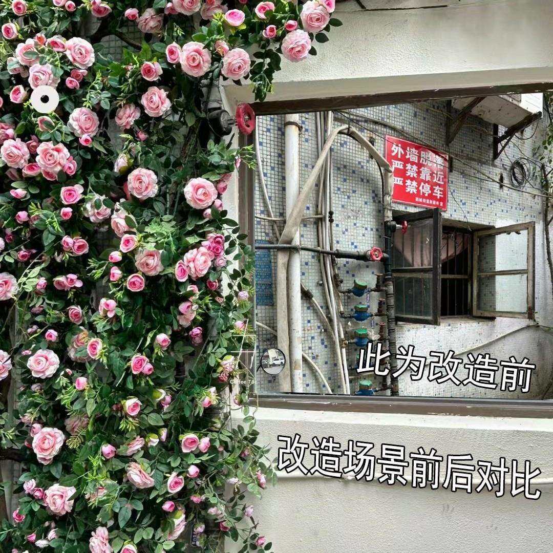 玫瑰花藤条网红景点拍照打卡花墙背景户外防水美陈布景造景花