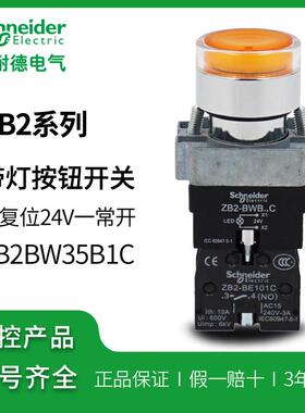 施耐德带灯按钮黄色LED自复位24V XB2BW35B1C=ZB2BWB51C+ZB2BW35C