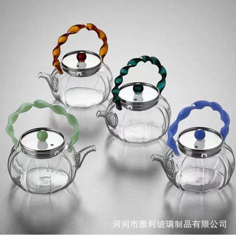 多色玻璃提梁泡茶壶茶水分离一人用提梁小号高硼硅花茶冲泡