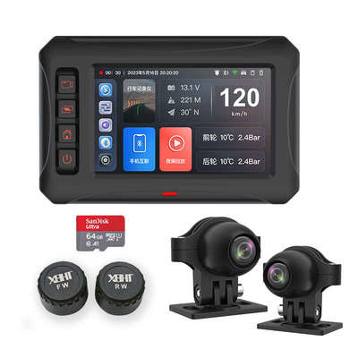摩托车carplay投屏导航行车记录仪 机车导航胎压一体机防水记录器