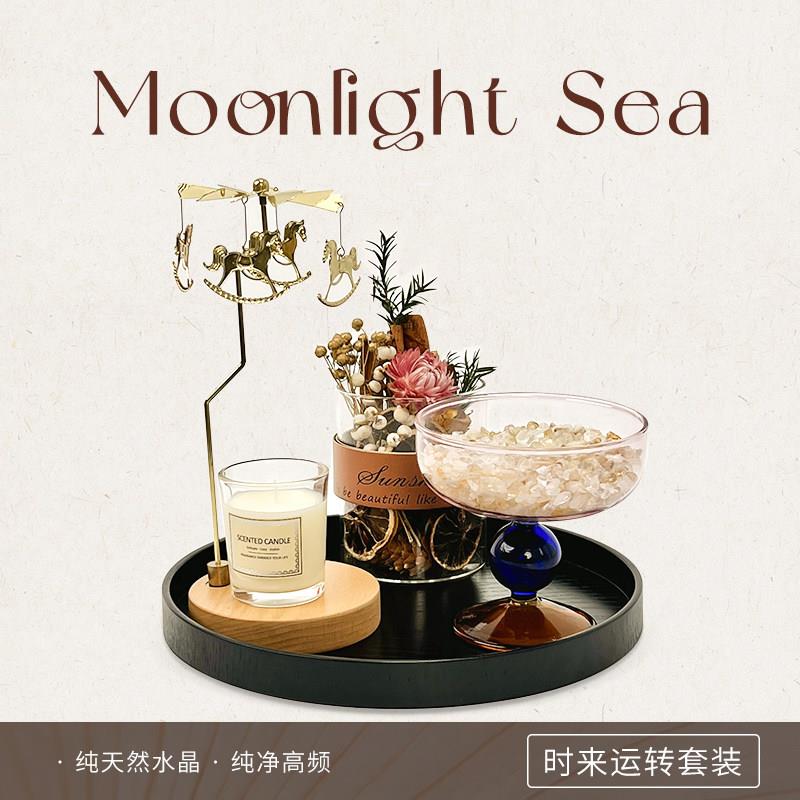 月光海时来运转玄关摆件招财旋转木马水晶装饰乔迁新房礼物装饰品
