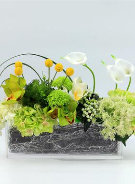 现代轻奢仿真花艺亚克力花器样板房客厅酒店售楼部装饰花软装摆件