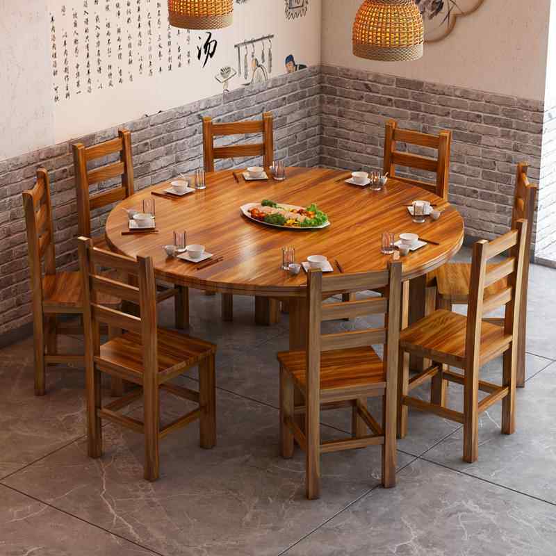 实木馆碳化饭店桌椅厅快餐餐桌椅面F77HT57M小吃烧烤火桌锅店商用