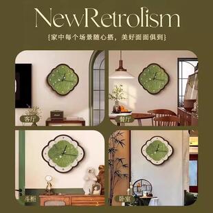 中古风绿色古风景挂墙钟表客厅艺挂钟复高级感音时HLT 429钟术装
