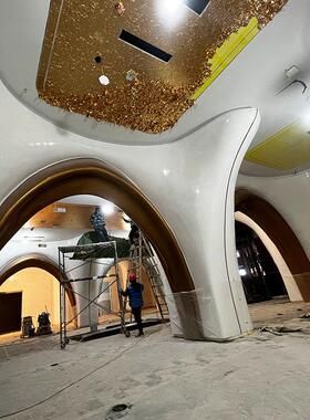 玻璃造钢装饰包柱酒店大罗堂马喇叭型柱展厅异型景观雕美陈423塑