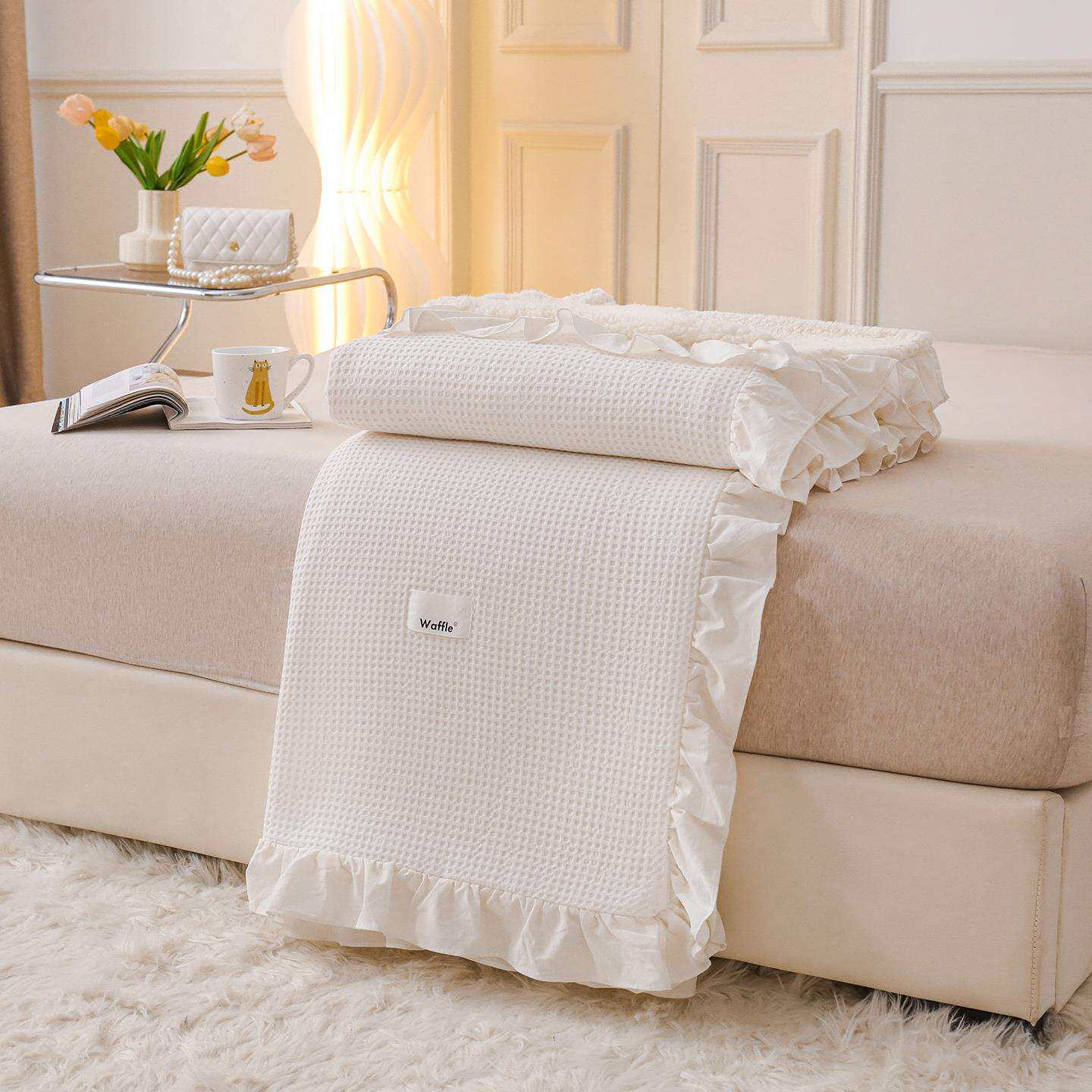 秋冬季轻奢全棉毛毯双层加厚保暖花边沙发毯盖毯毛巾被毯子床上用