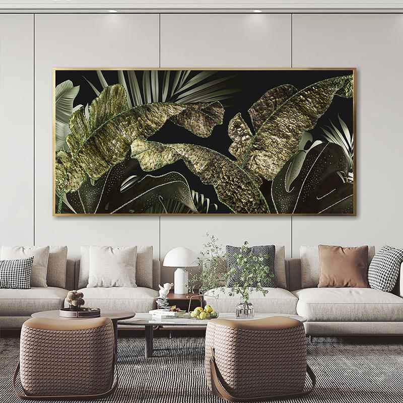 芭蕉叶装饰画 画家大业大晶瓷镶钻画 画客厅饭厅玄关轻奢现代挂画