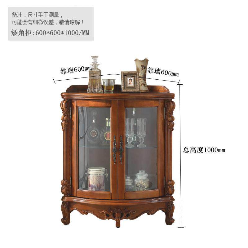 高档美式复古墙角柜 实木三角转酒柜 角客厅小扇形储物柜 大矮户