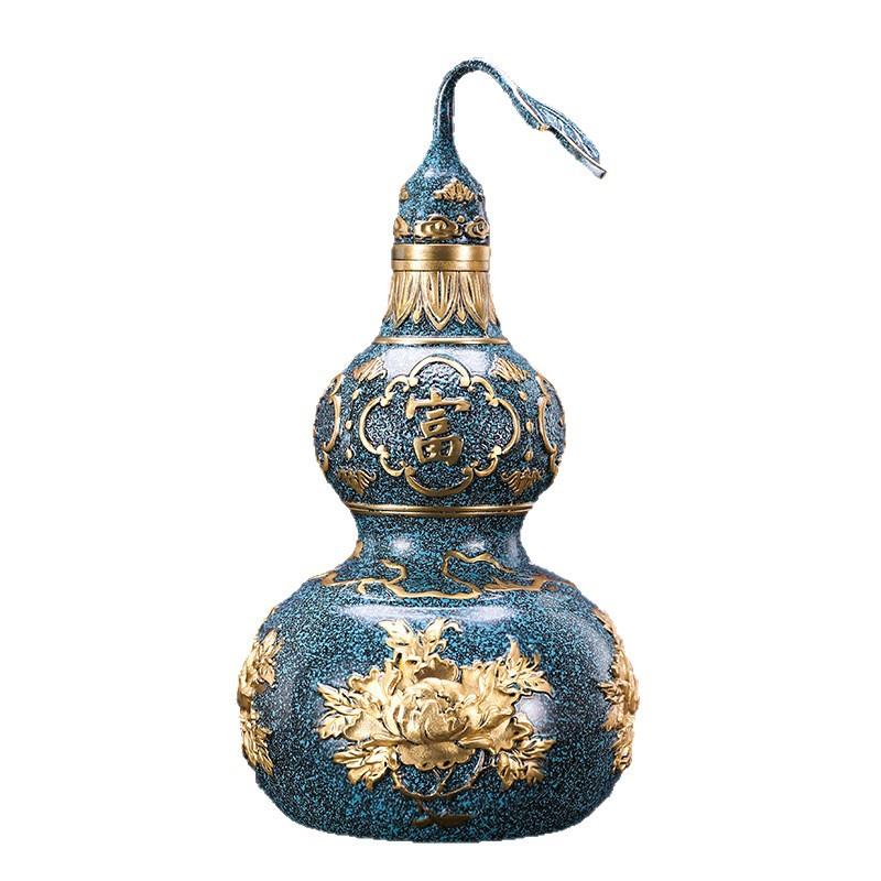 富贵吉祥黄铜葫芦摆件开盖真品空心家居玄关装饰品工艺品