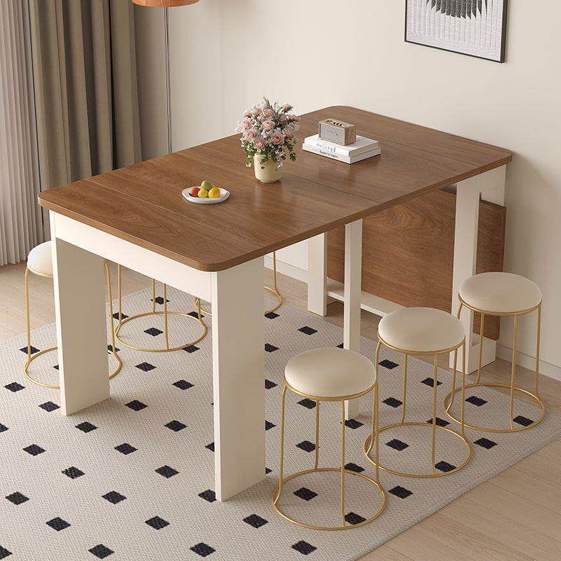 实491木折餐桌客厅用胡桃色饭可家变吃桌子小叠户型长方形人可伸
