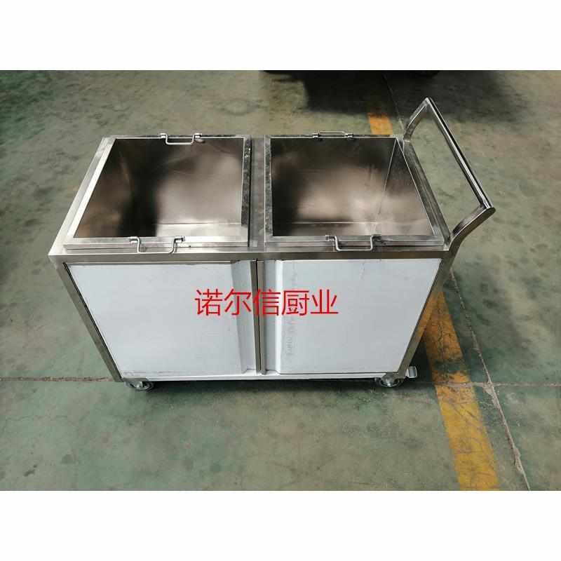 不锈钢两用收残车收残台收餐车酒店食堂餐具垃圾回收车可端拿